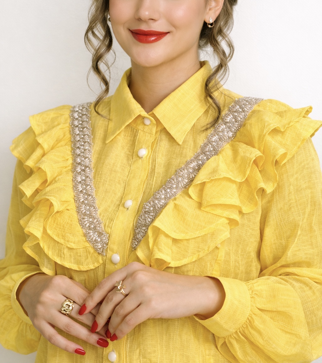 شومیز زنانه زرد کره ای
